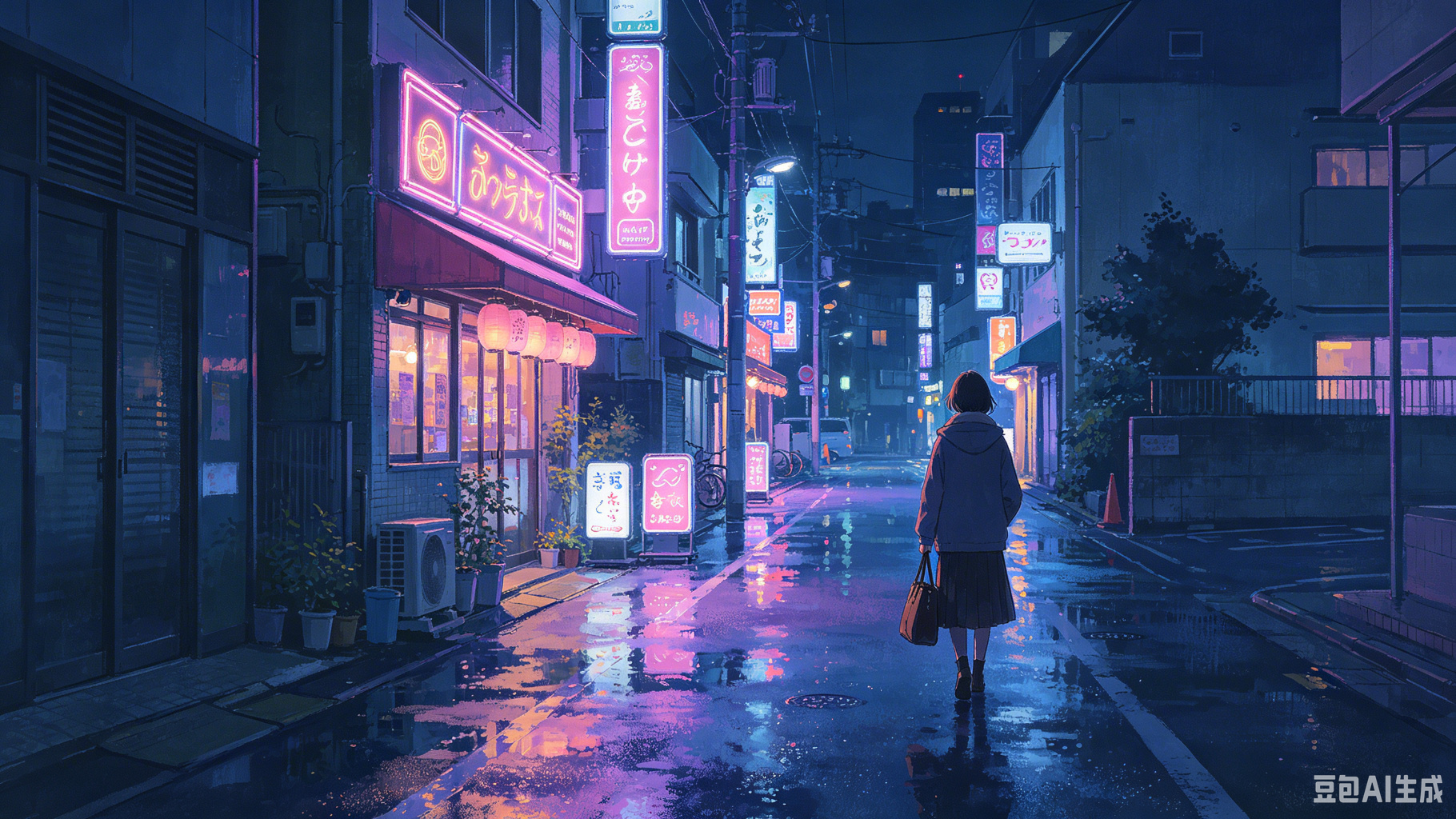 霓虹下的夜归人